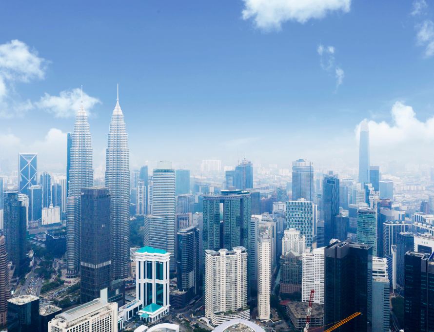 Kuala Lumpur skyline with the Petronas Twin Towers in Malaysia