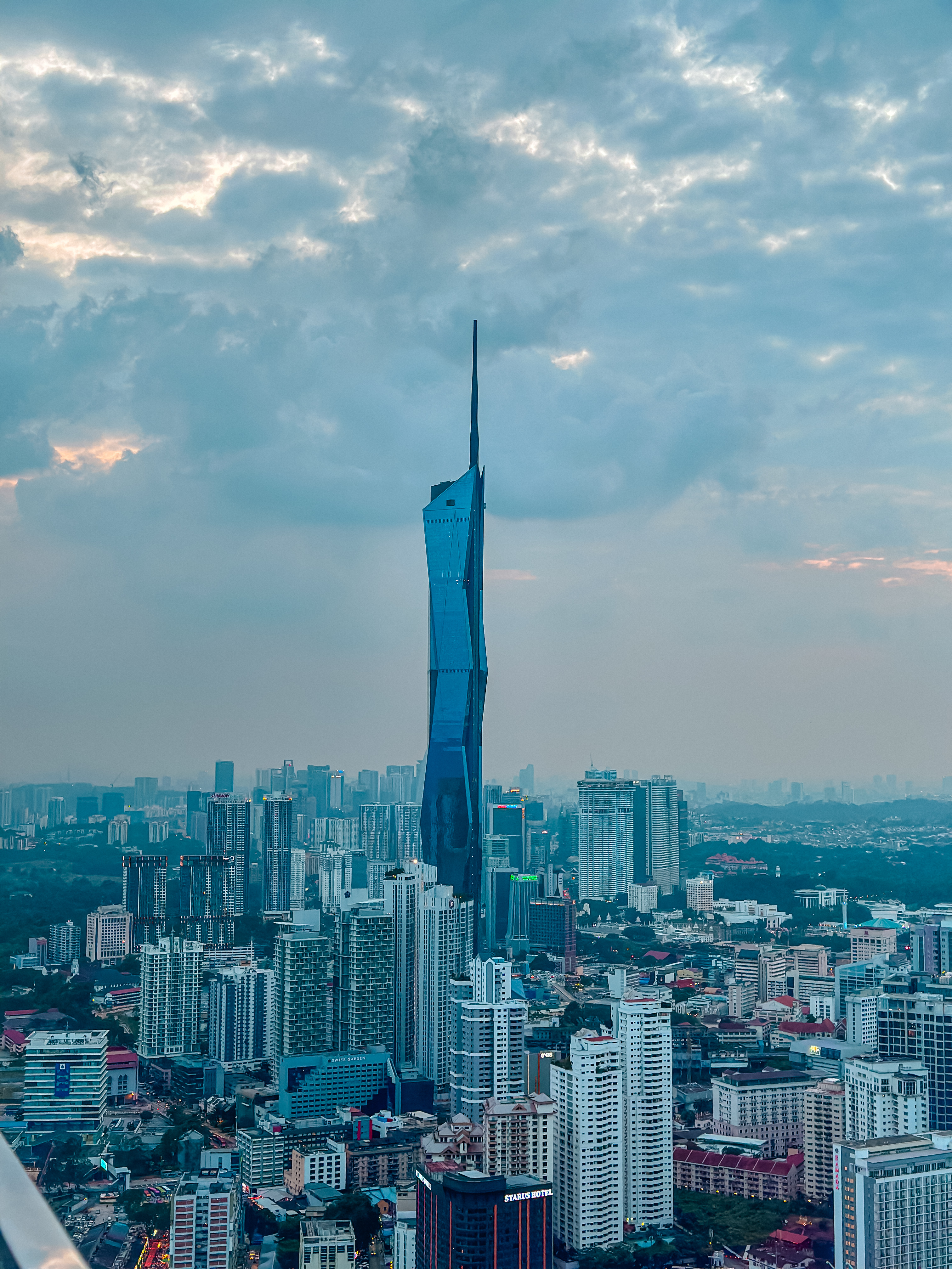 Kuala Lumpur skyline with modern towers during sunset in Malaysia