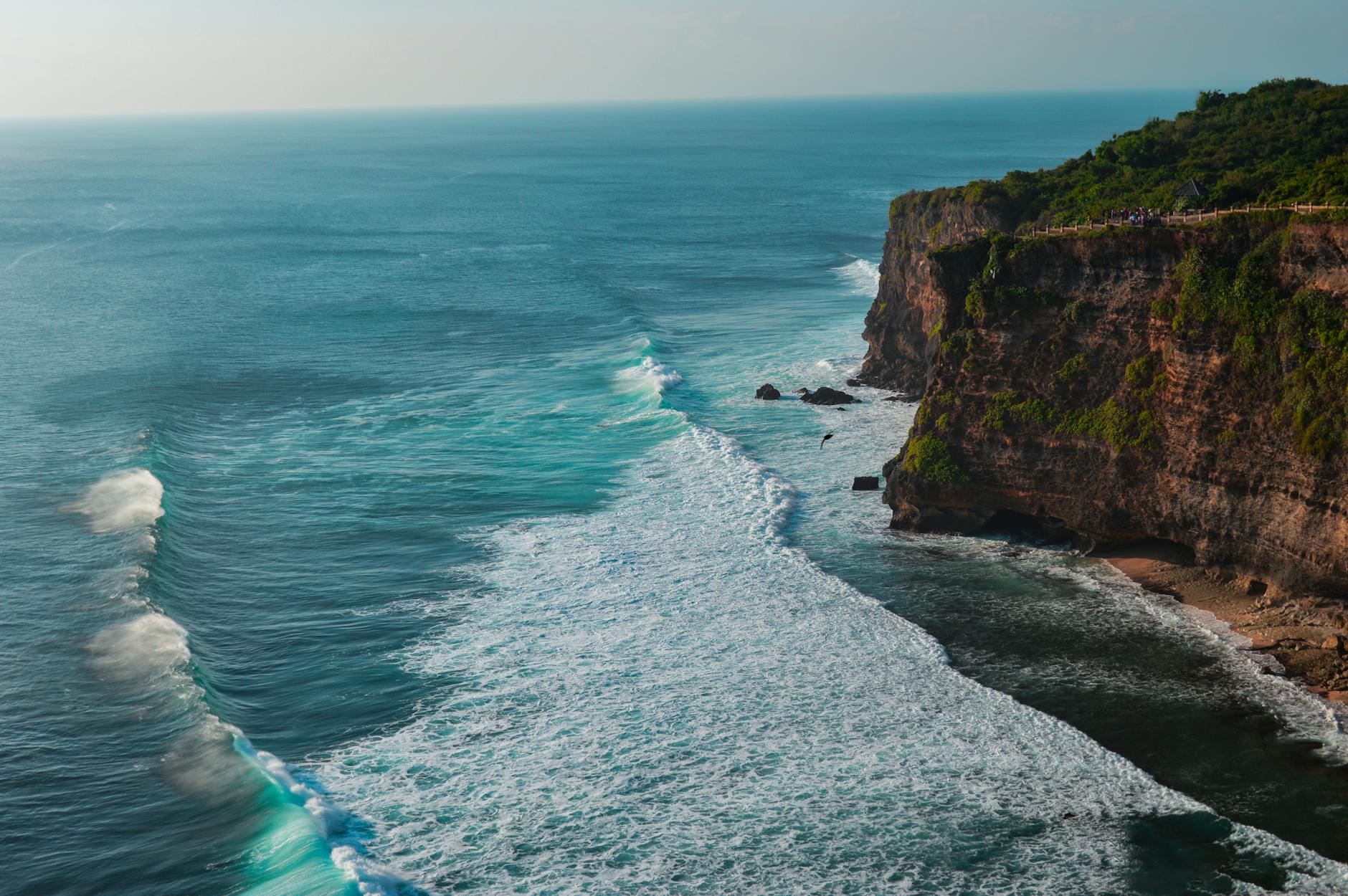 Ocean cliffs near Uluwatu Temple in Pecatu, Bali