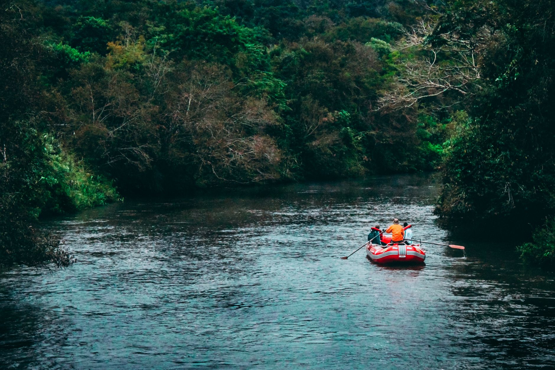 Rafting boat on the Telaga Waja River near Sidemen, Bali