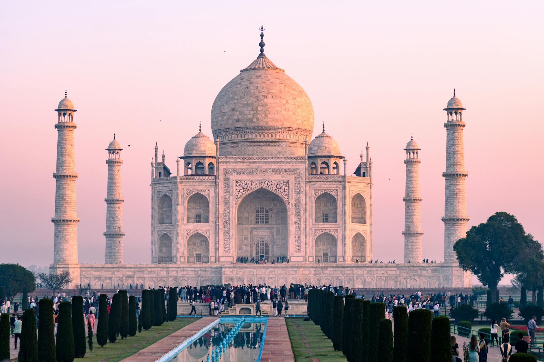 The Taj Mahal at sunrise in Agra India