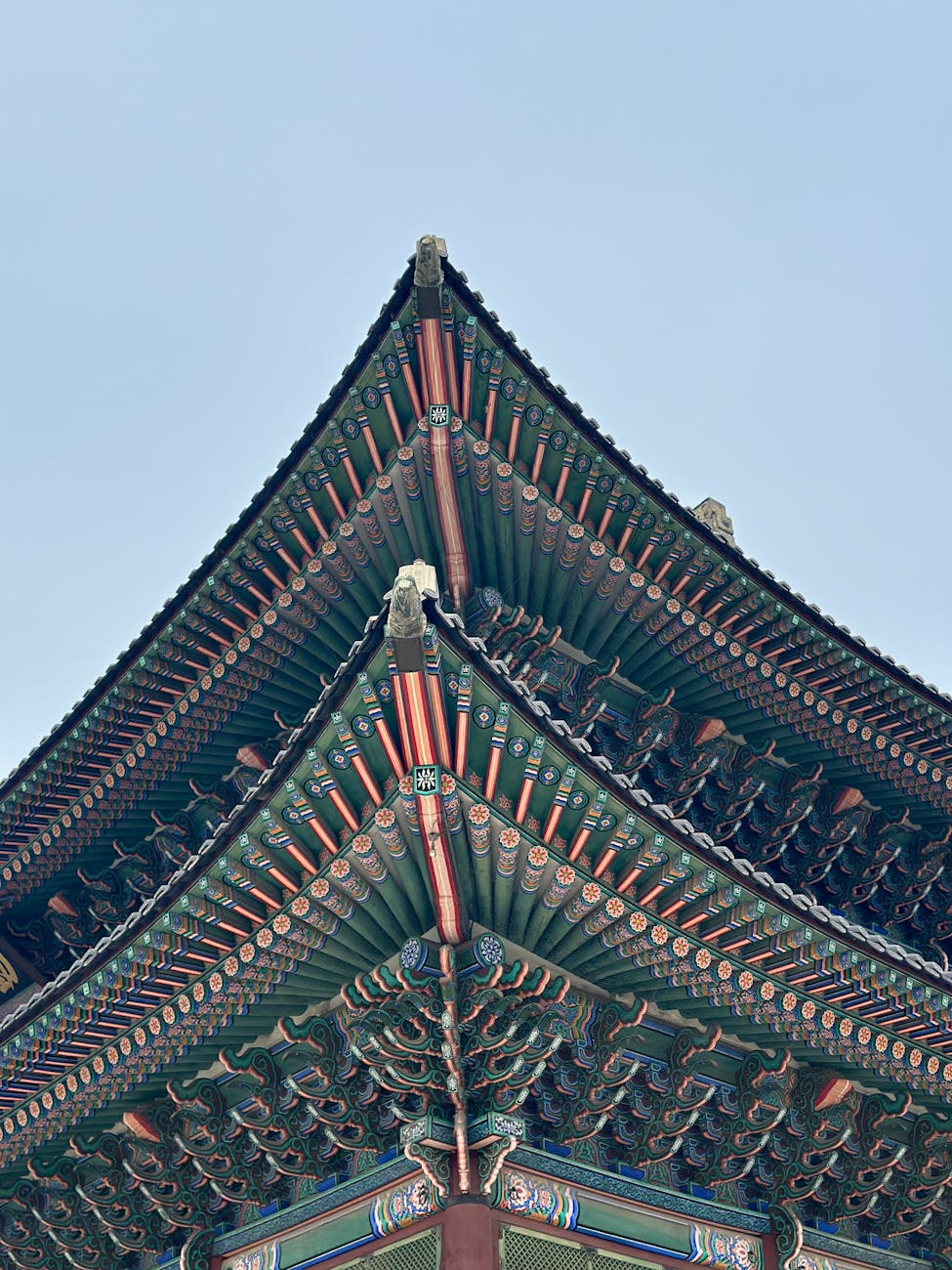 Traditional Korean palace roof detail in Seoul South Korea