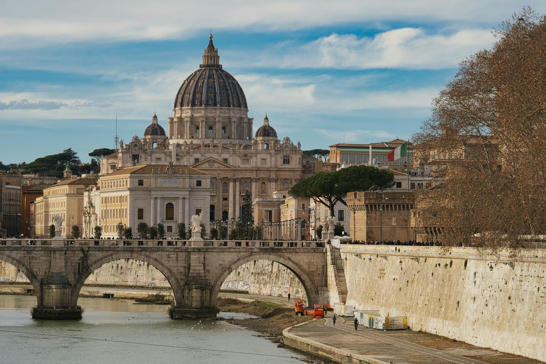 St Peter’s Basilica and Vatican City skyline in Rome Italy