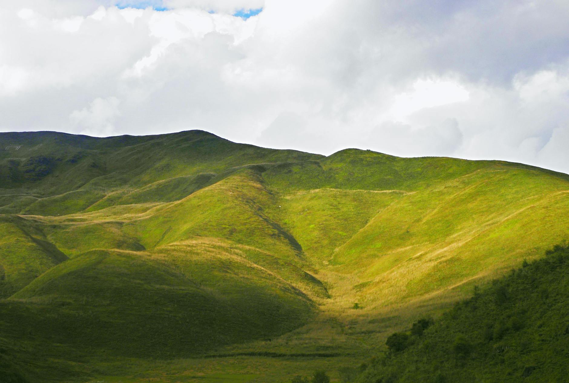 Rolling green hills at Teletubbies Hill in Nusa Penida