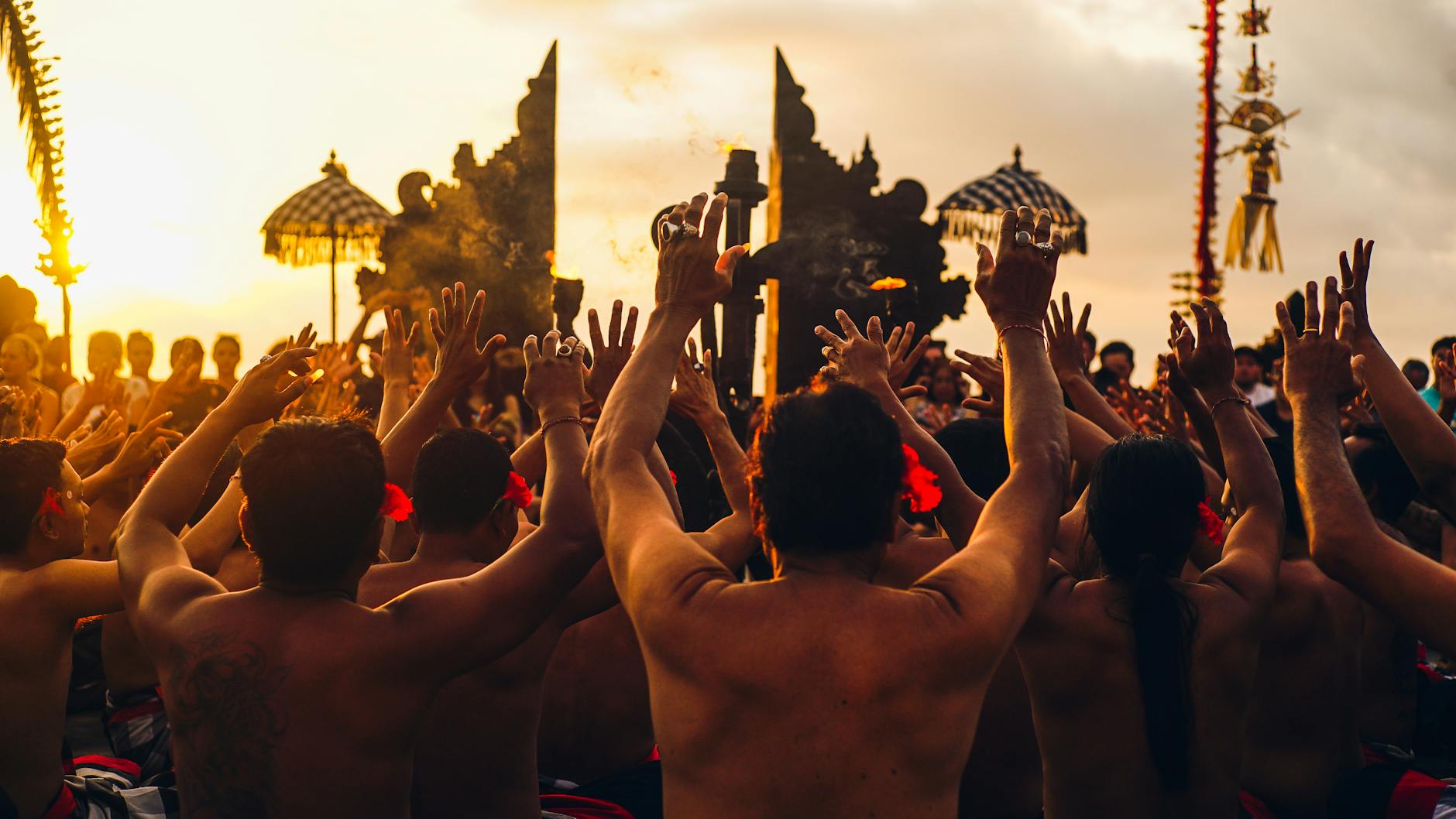 Kecak fire dance performance at sunset at Uluwatu Temple