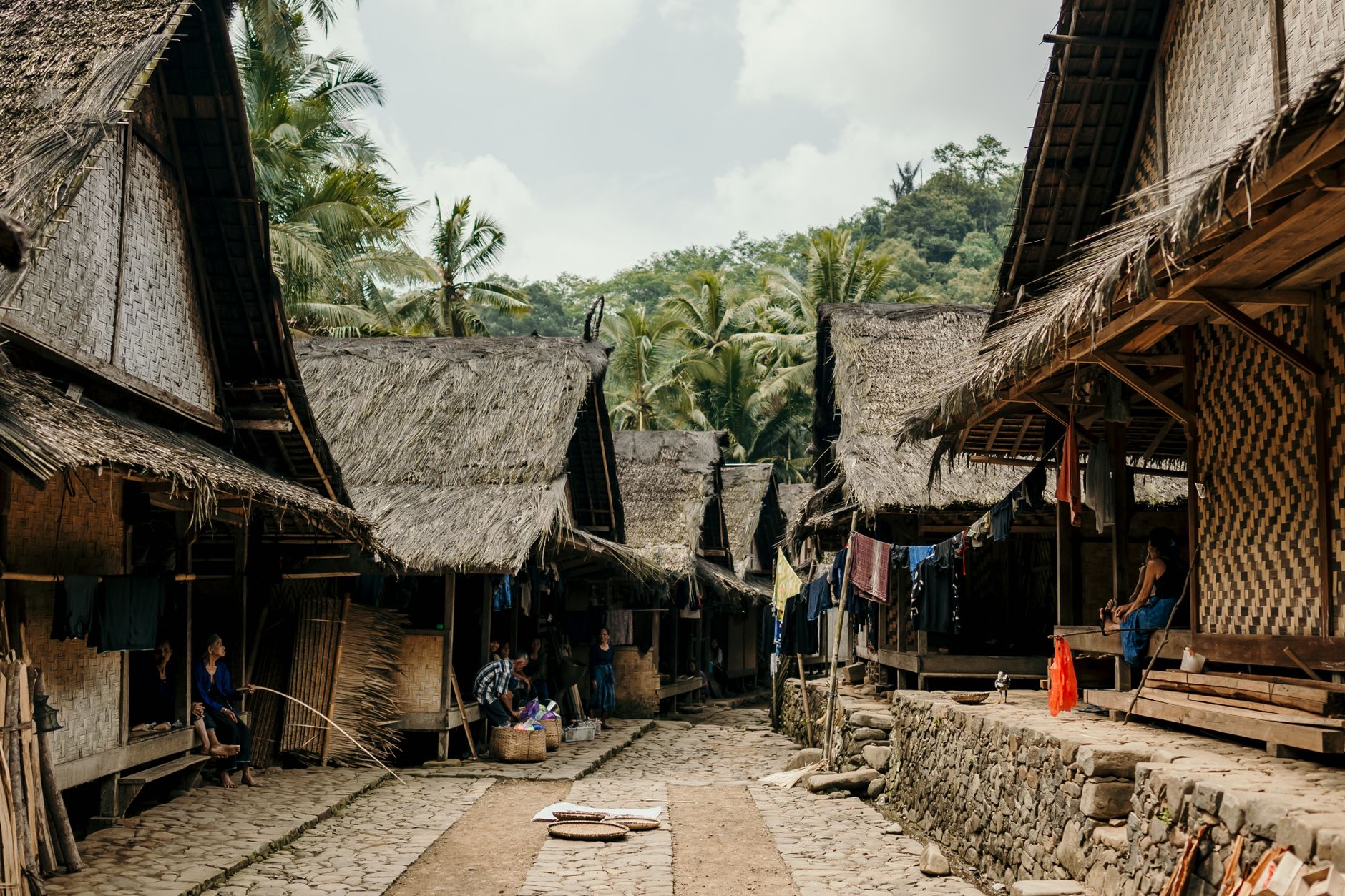 Traditional Sasak village in Lombok with thatched houses and local cultural architecture