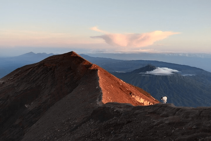 Steep volcanic trail near the summit of Mount Agung Bali
