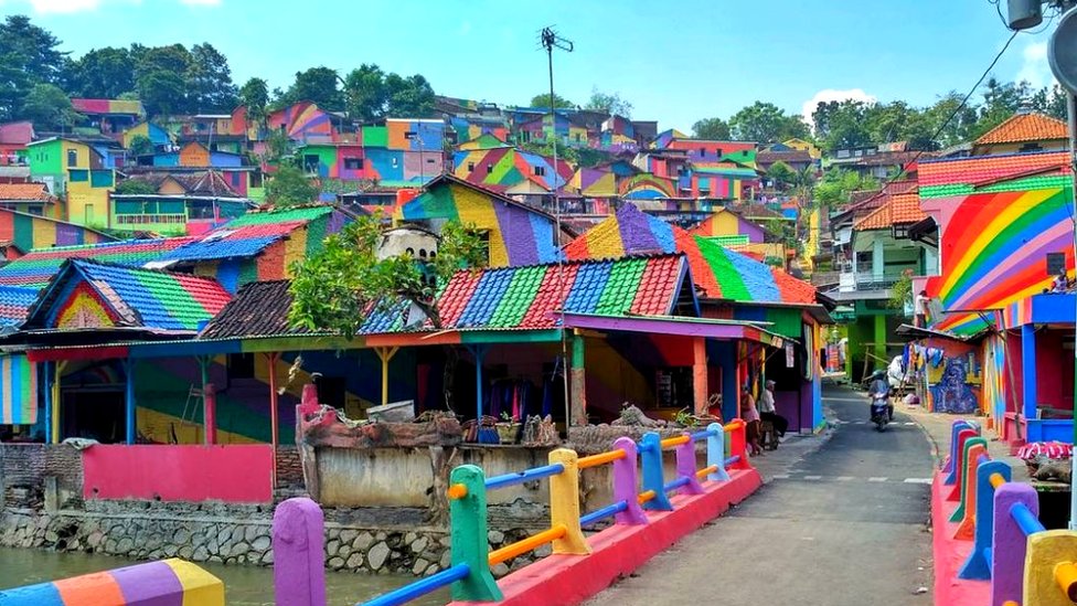 Colorful houses in Kampung Pelangi Rainbow Village in Semarang