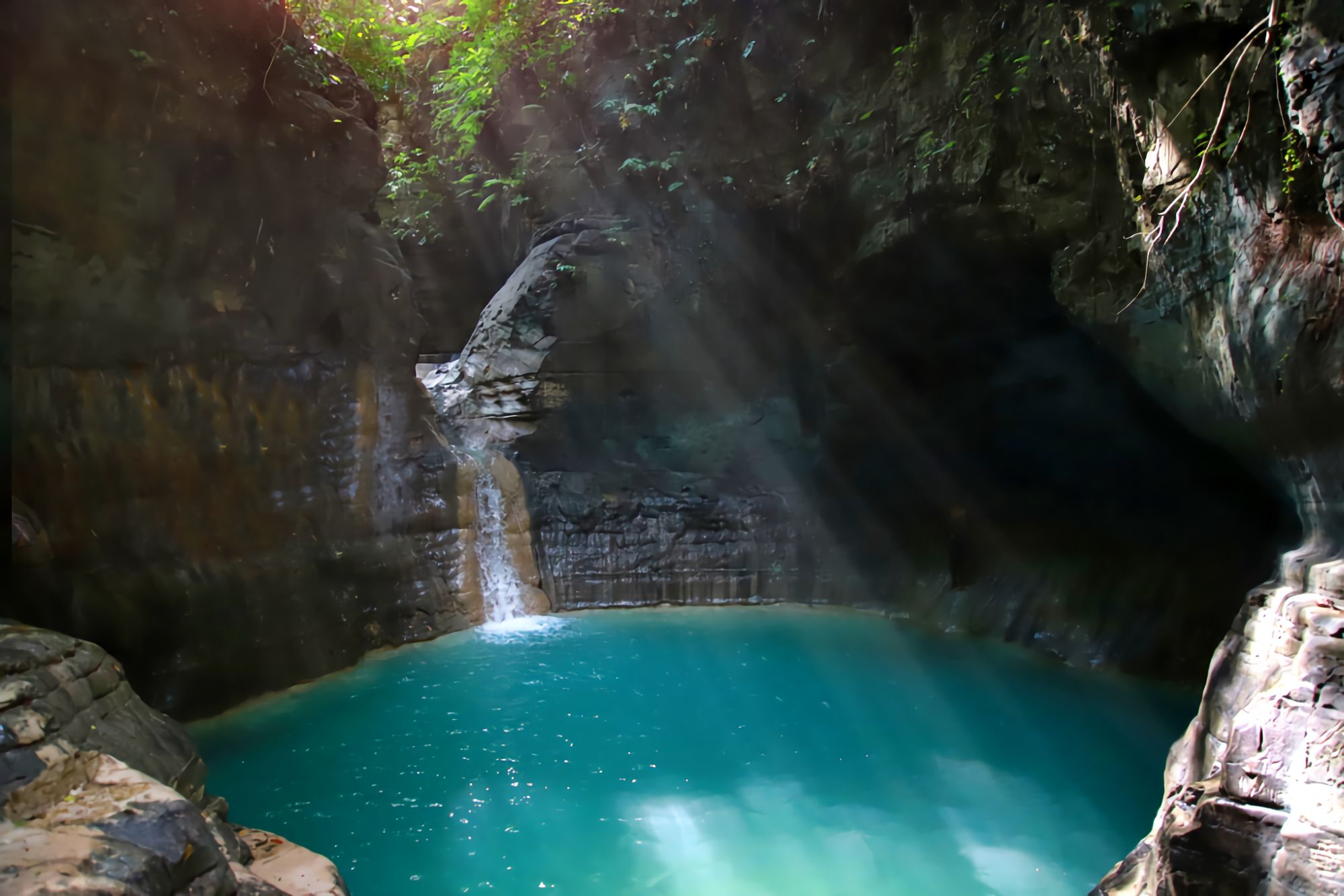 Turquoise pool at Waimarang Waterfall in East Sumba