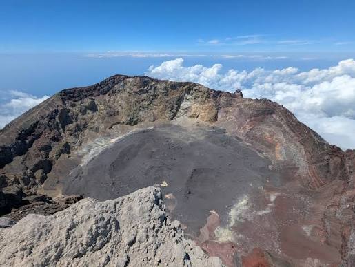 Mount Agung crater view from the summit rim