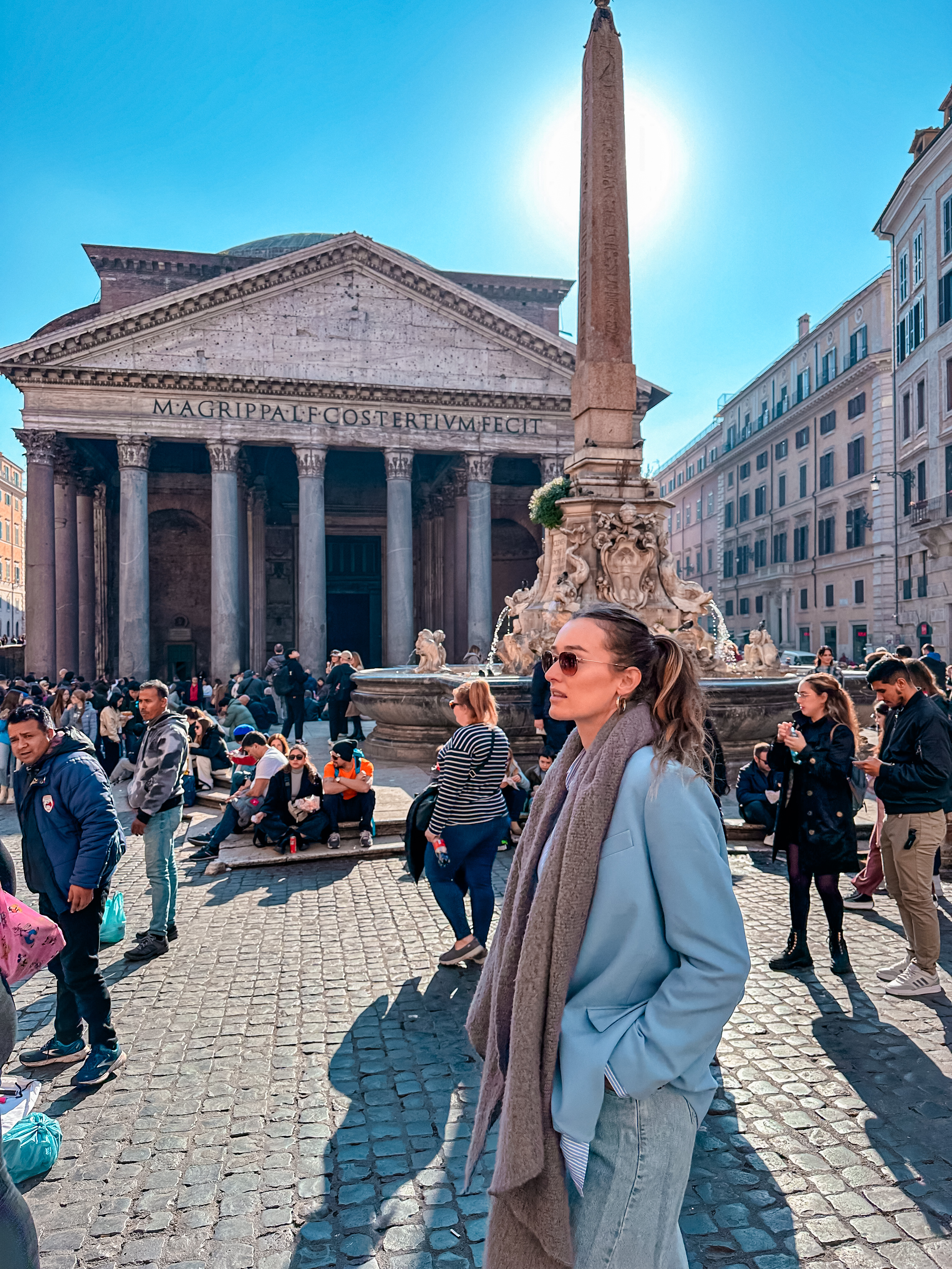 Carlijn walking near the Pantheon in Rome, Italy