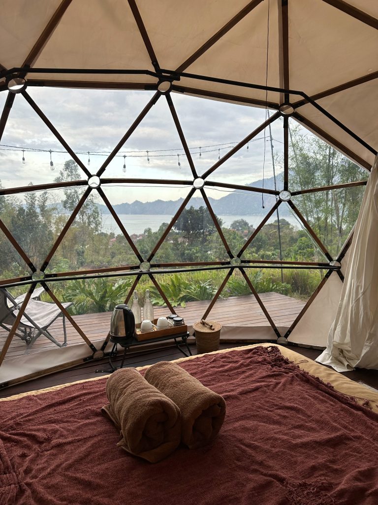 Glamping dome with mountain views near Mount Batur in Kintamani, Bali