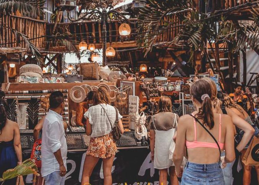 Sunday market at La Brisa in Canggu with local shops and visitors
