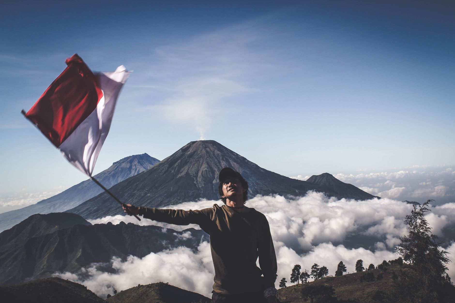 Mount Merapi volcano view during a jeep tour near Yogyakarta