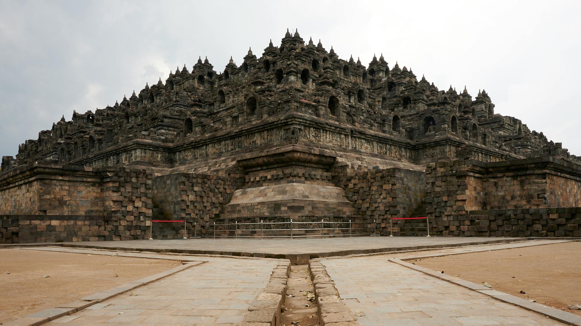Borobudur Temple courtyard and stone structure in Central Java