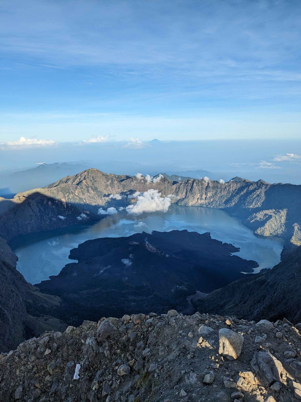 Segara Anak crater lake on Mount Rinjani in Lombok Indonesia
