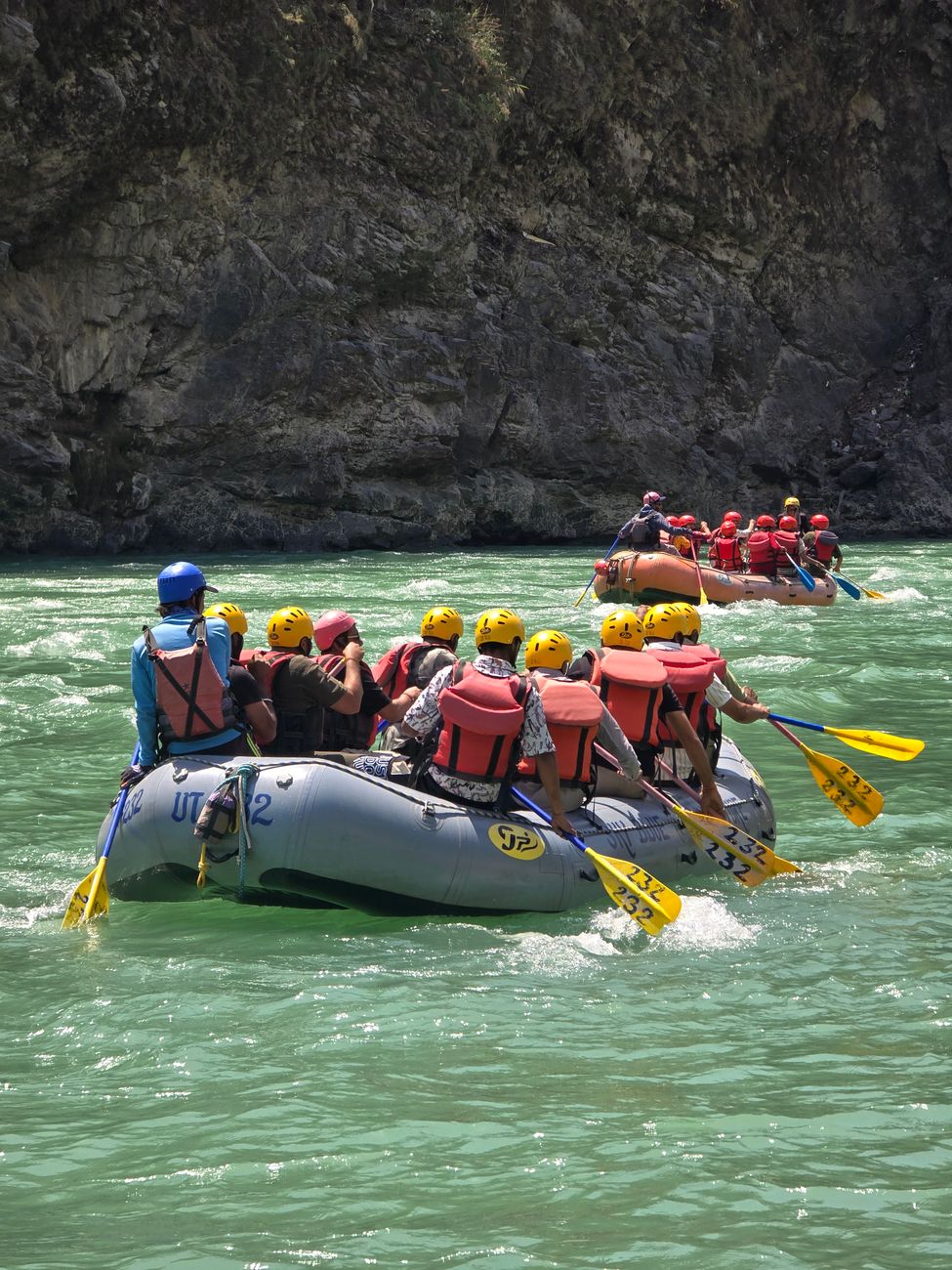 White water rafting through a jungle river near Ubud, Bali