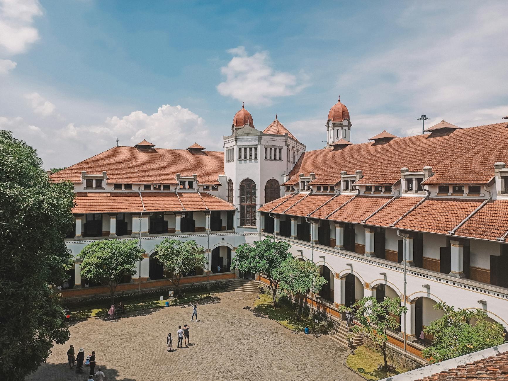 Courtyard view of Lawang Sewu historic colonial building in Semarang