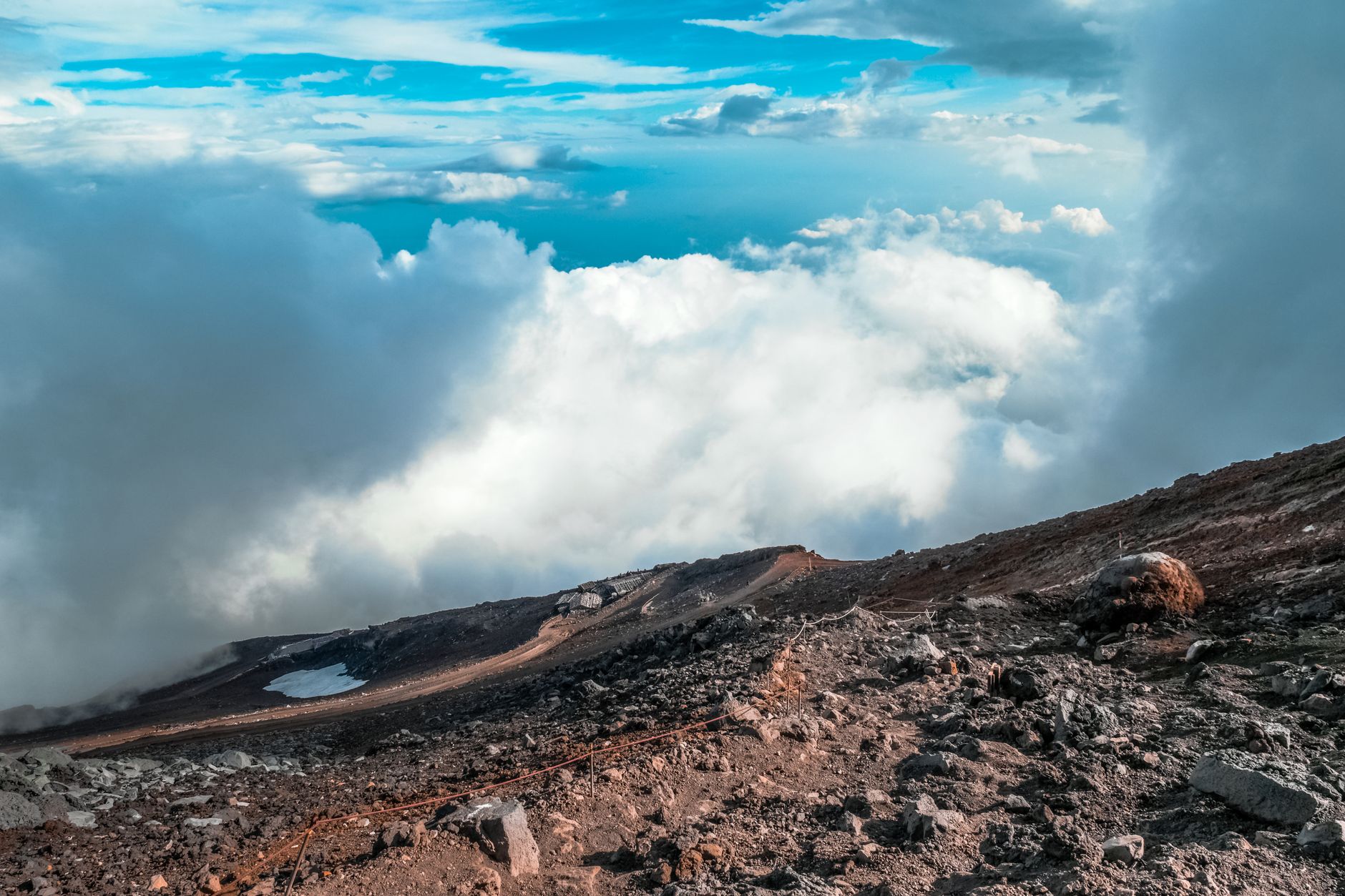 Clouds below the Mount Agung summit in Bali
