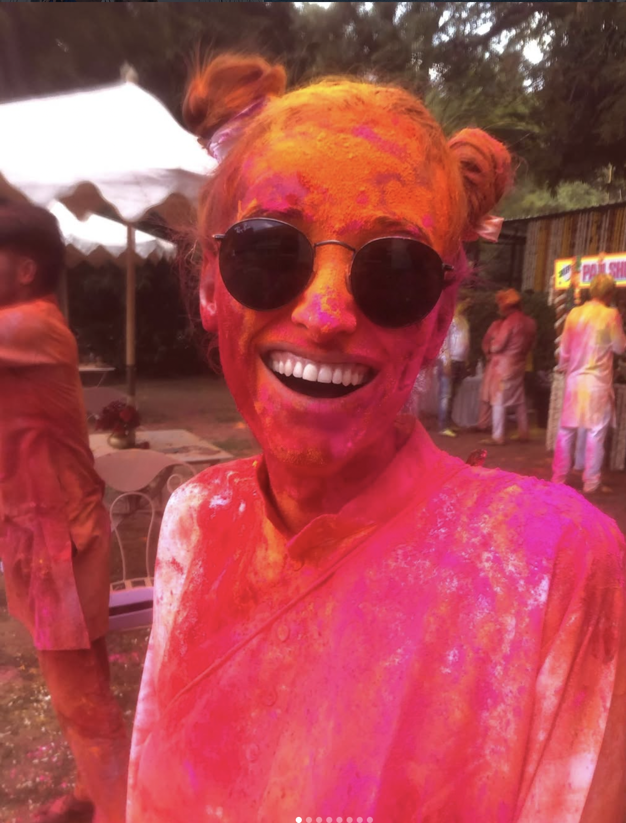 Carlijn covered in colorful powder during Holi festival in India