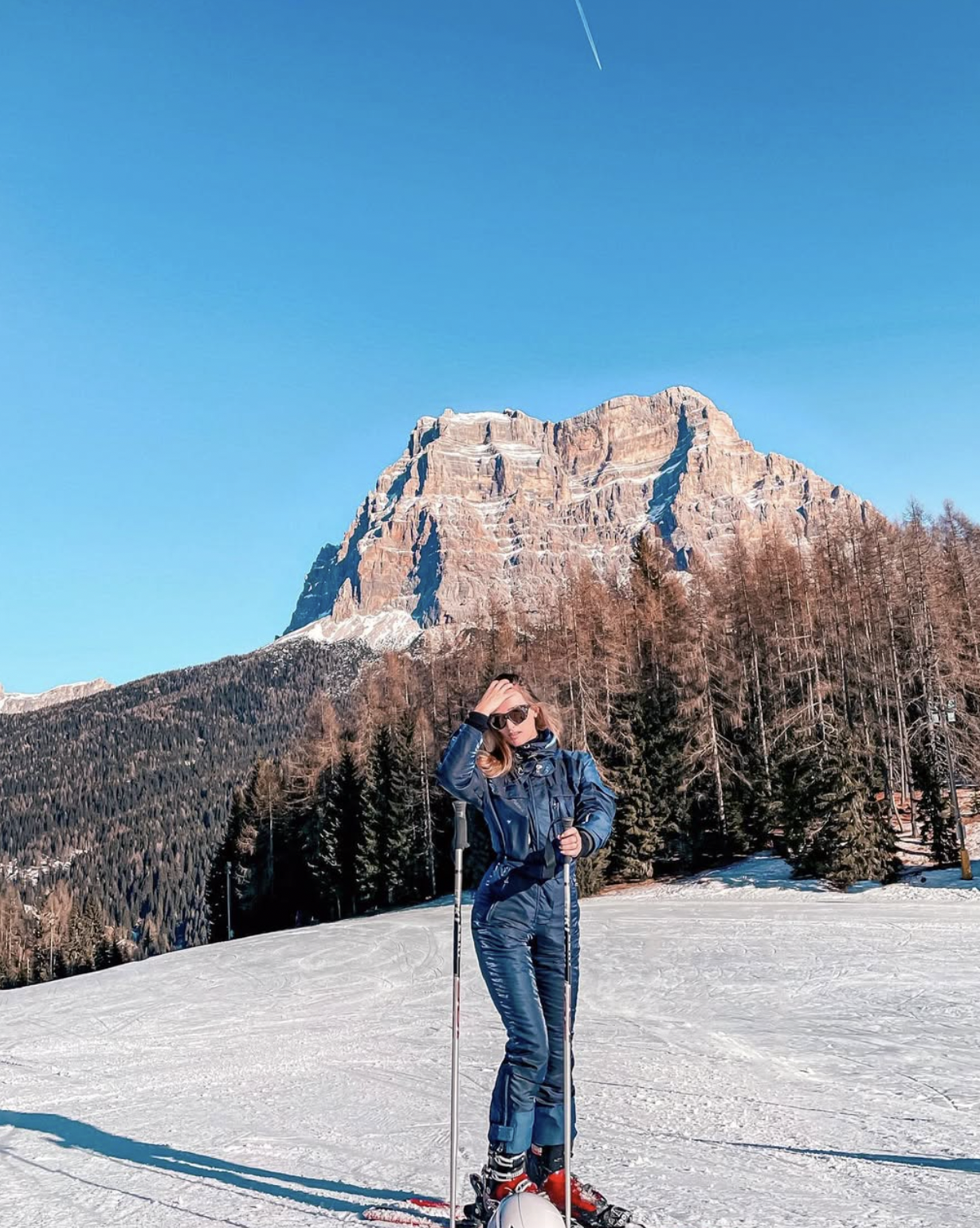 Carlijn skiing in the Dolomites mountains in Italy