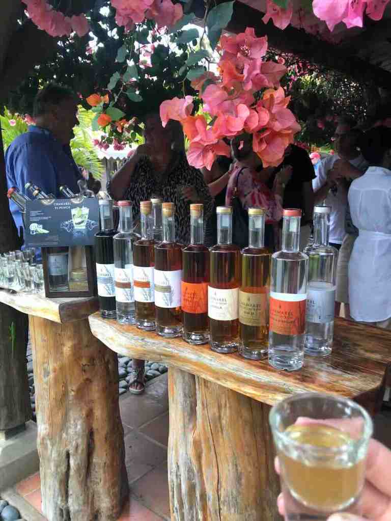 Award-winning rum bottles displayed at Chamarel Rum Distillery in Mauritius.