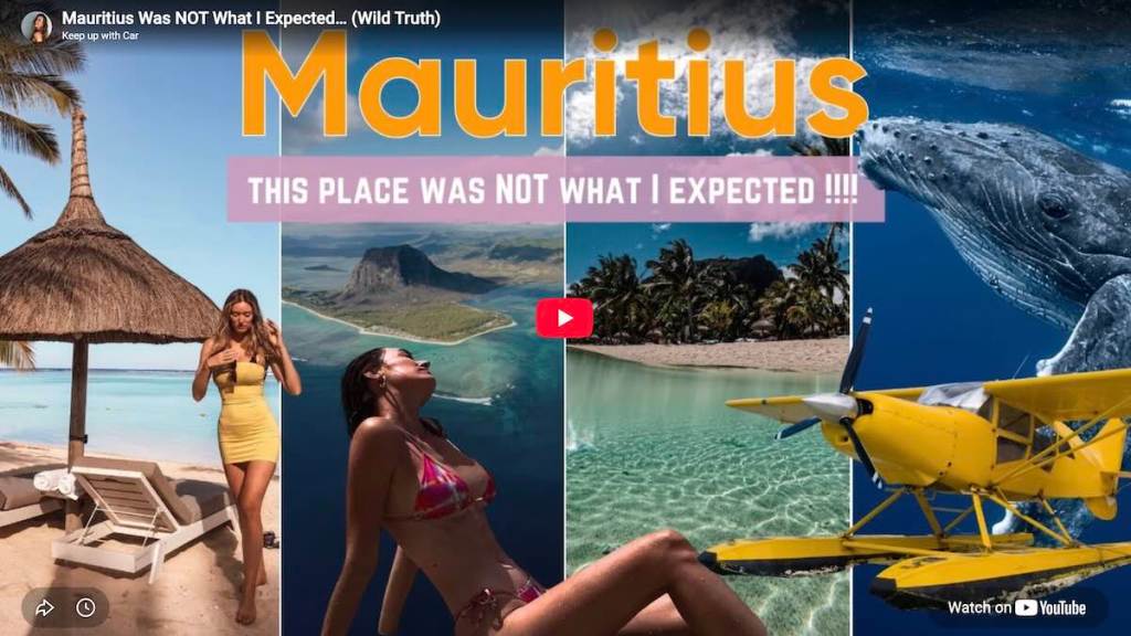 Travel vlog about beaches, whale watching and scenic flights in Mauritius.
