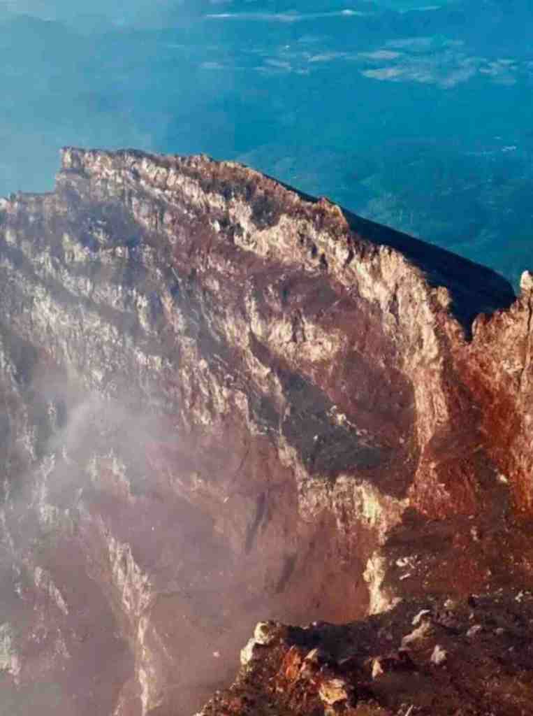 View along the crater rim of Mount Agung volcano in Bali