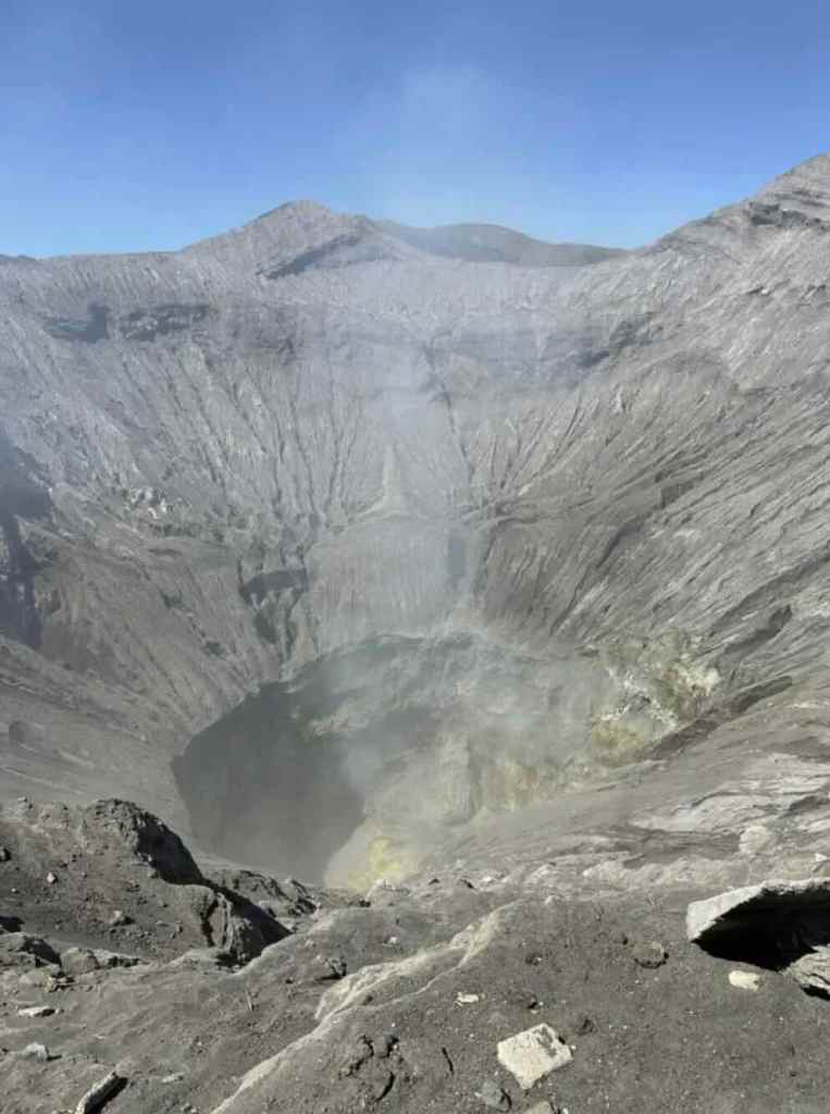 Close view of the smoking crater at Mount Bromo in East Java