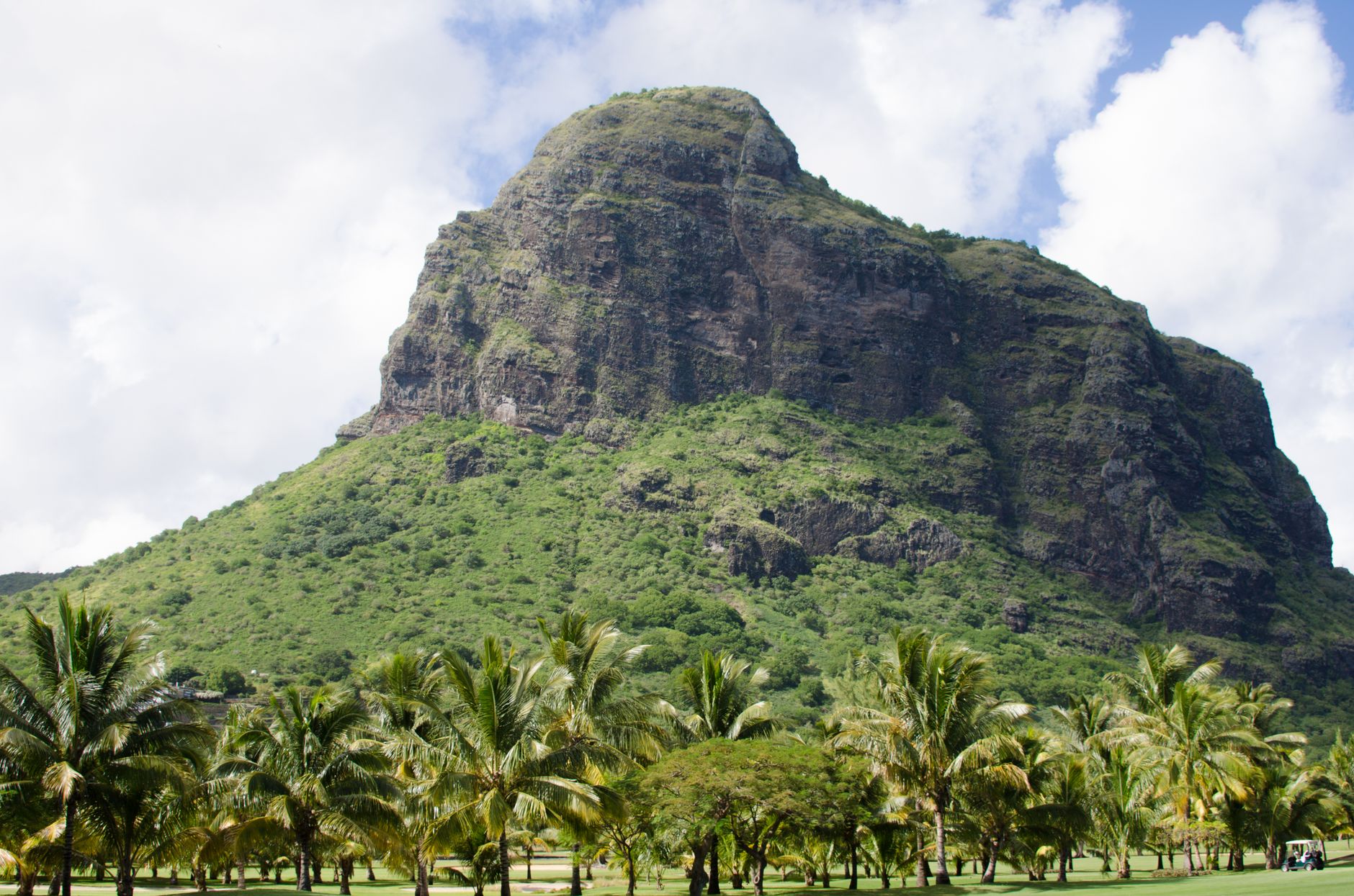 An image of Le Morne Brabant from the ocean.