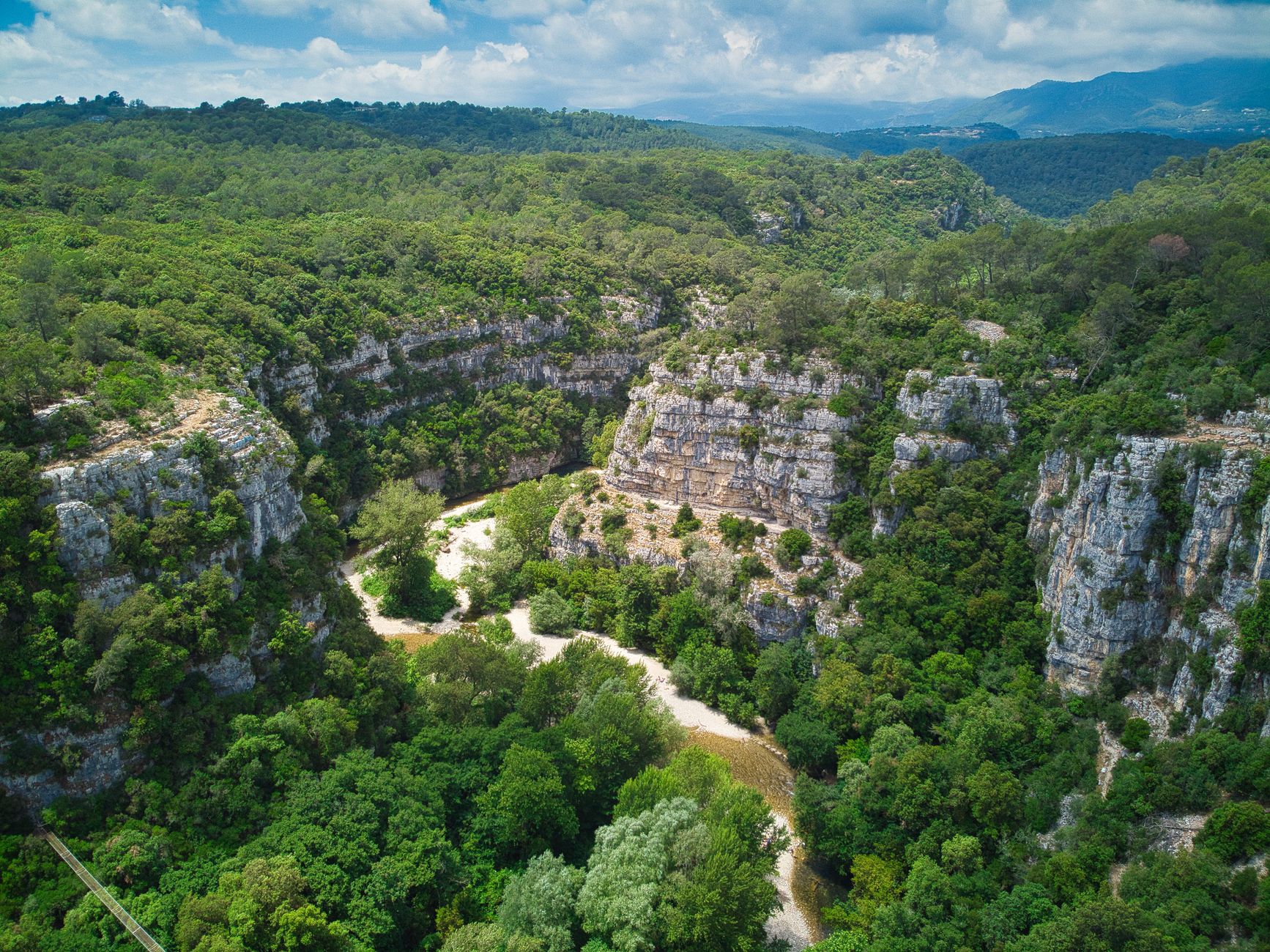 Lush green valley inside Black River Gorges National Park in Mauritius.